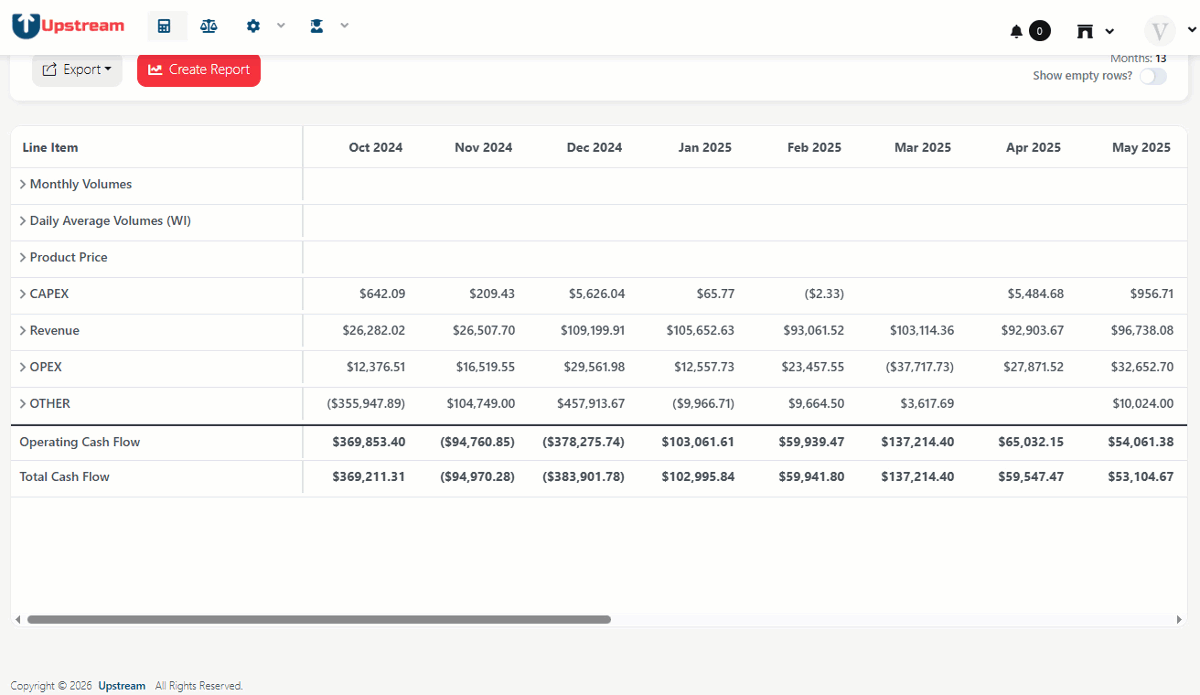 Upstream Lease Operating Statement Drilldown into Account
