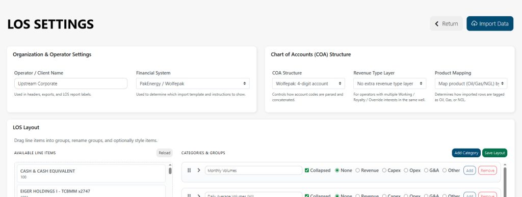 Lease Operating System Settings for Upstream+